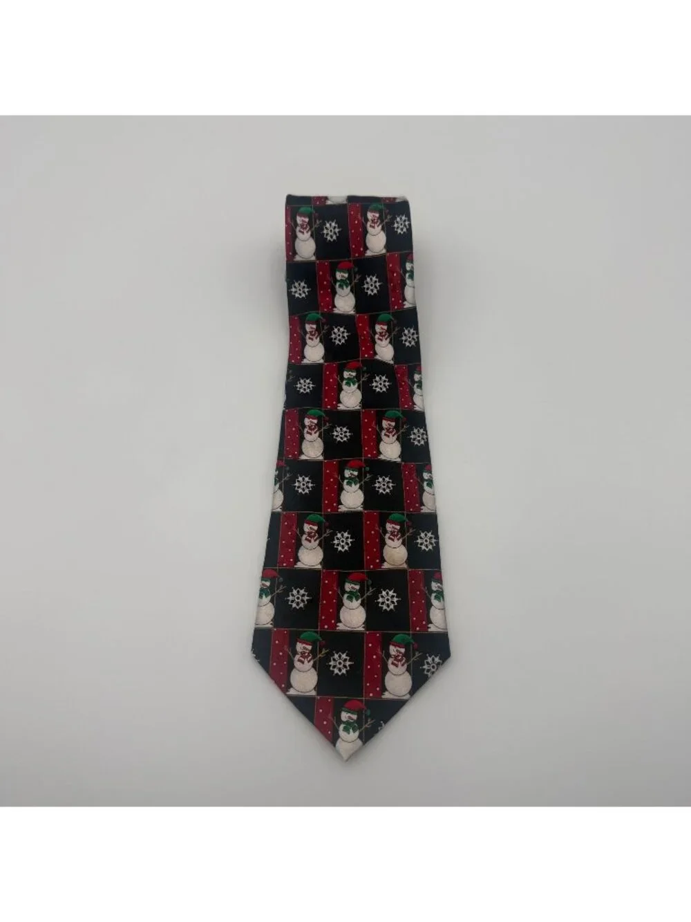 NovelTies Hallmark Snowman Christmas Holiday Neck Tie Black Red Novelty Necktie